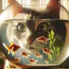 Cat And Fish Bowl Diamond Painting