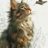 Cat And Hummingbird Diamond Painting