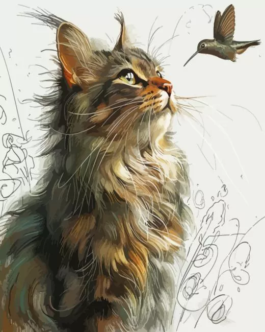 cat and hummingbird Diamond Paintings Cat And Hummingbird Diamond Painting