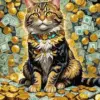 Cat And Money Diamond Painting