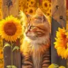 Cat And Sunflowers Diamond Painting