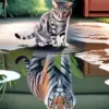 Cat And Tiger Reflection Diamond Painting