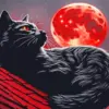 Cat On Roof Watching The Moon Diamond Painting