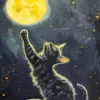 Cat Reaching For The Moon Diamond Painting