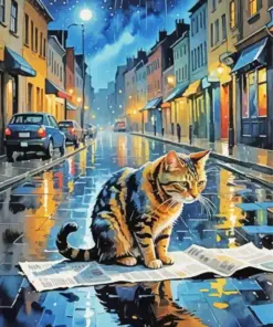 Cat Reading Newspaper Diamond Painting