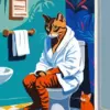 Cat Sitting On A Toilet Diamond Painting