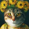 Cat Wearing Yellow Flower Crown Diamond Painting