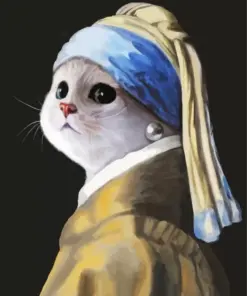 Cat With A Pearl Earring Diamond Painting