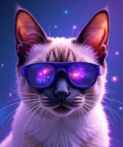 Cat With Galaxy Glasses Diamond Painting