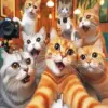 Cats Group Selfie Diamond Painting