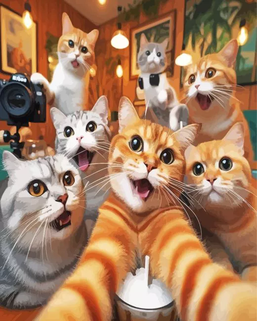 cats group selfie Diamond Paintings Cats Group Selfie Diamond Painting