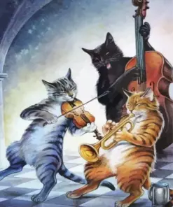 Cats Playing Instruments Diamond Painting