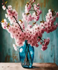 Cherry Blossom Bouquet Vase Diamond Painting