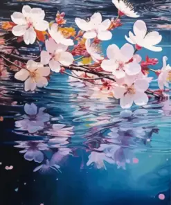 Cherry Blossom Flowers In Water Diamond Painting