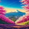 Cherry Blossom Landscape Diamond Painting