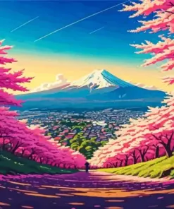 Cherry Blossom Landscape Diamond Painting