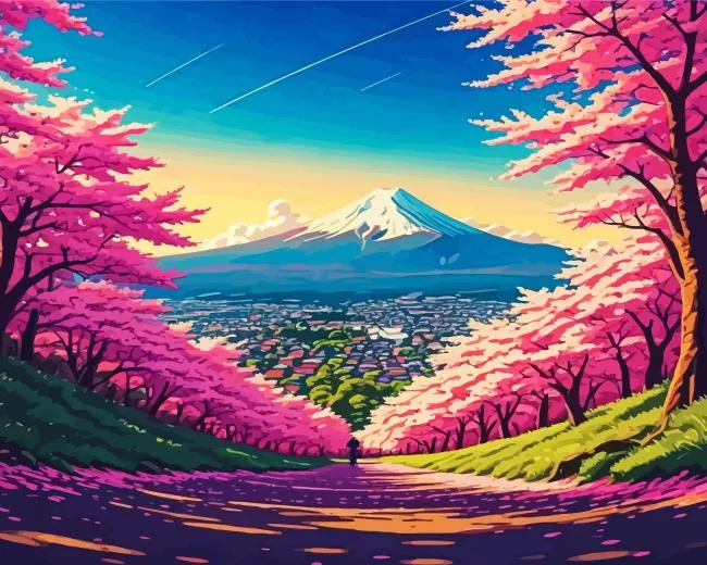 cherry blossom landscape Diamond Dotz Cherry Blossom Landscape Diamond Painting