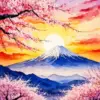 Cherry Blossom Mount Fuji Diamond Painting