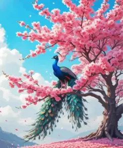 Cherry Blossom Peacock Diamond Painting