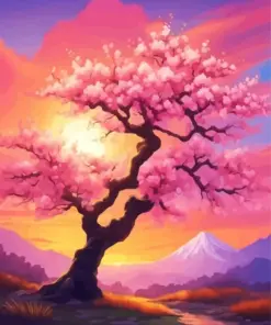 Cherry Blossom Sunset Diamond Painting