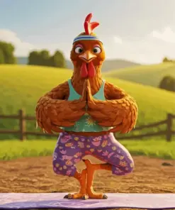 Chicken Bird Doing Yoga Diamond Painting