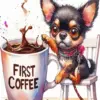 Chihuahua Drinking Coffee Diamond Painting
