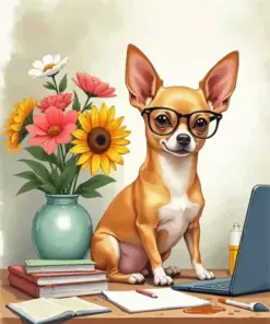 Chihuahua With Glasses Diamond Painting
