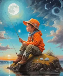 Child Fishing Diamond Painting