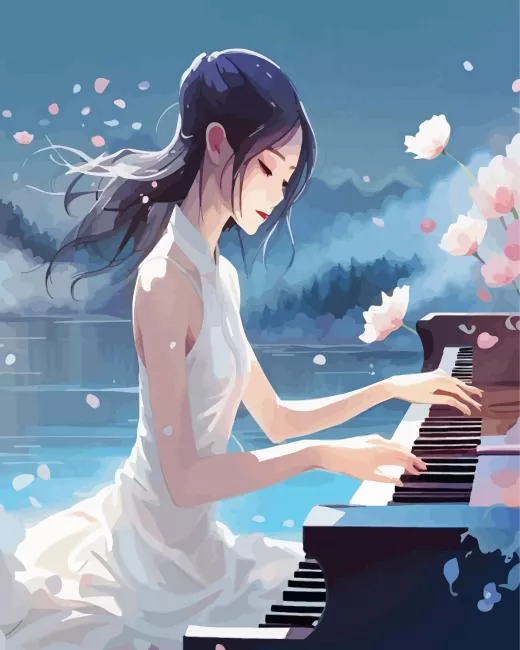 chinese anime girl playing piano Diamond Paintings Chinese Anime Girl Playing Piano Diamond Painting