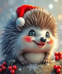 Christmas Cute Hedgehog Diamond Painting