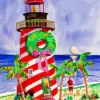 Christmas At The Lighthouse Art Diamond Painting
