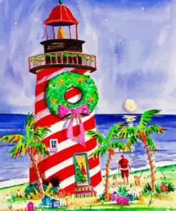 Christmas At The Lighthouse Art Diamond Painting