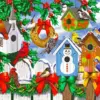 Christmas Bird Houses Diamond Painting