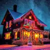 Christmas House At Night Diamond Painting