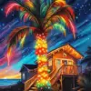 Christmas Palm Tree In The Beach Diamond Painting