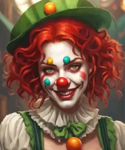 Clown Girl With Ginger Hair Diamond Painting