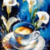 Coffee Cup And Flowers Diamond Painting