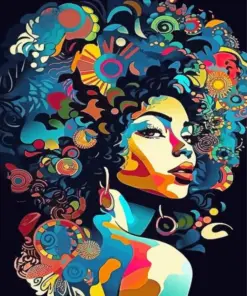 Colorful Abstract Afro Woman Art Diamond Painting