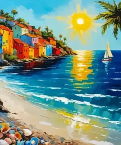 Colorful Beach Houses Diamond Painting