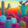 Colorful Cactus Art Diamond Painting