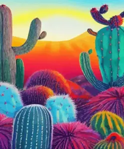 Colorful Cactus Art Diamond Painting