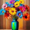 Colorful Daisies Vase Diamond Painting
