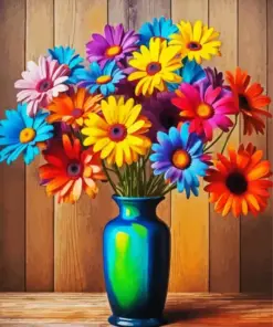 Colorful Daisies Vase Diamond Painting