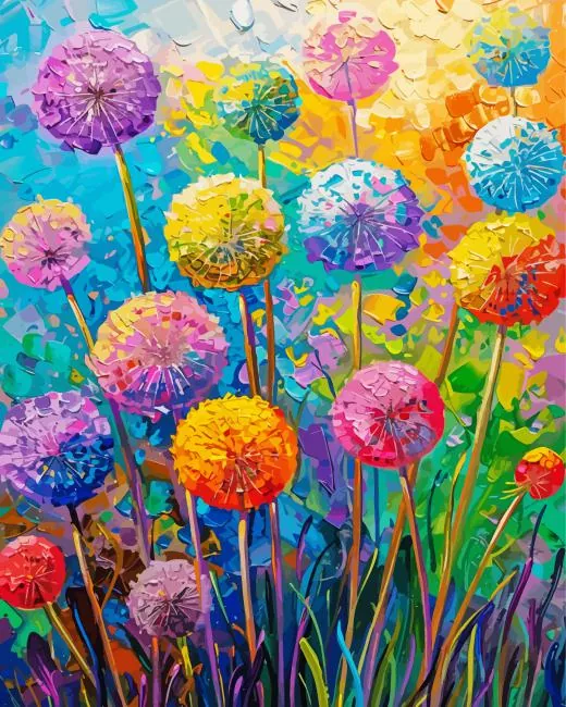 colorful dandelions art Diamond By Numbers Colorful Dandelions Art Diamond Painting