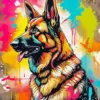 Colorful German Shepherd Dog Diamond Painting