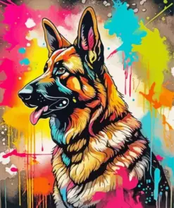Colorful German Shepherd Dog Diamond Painting