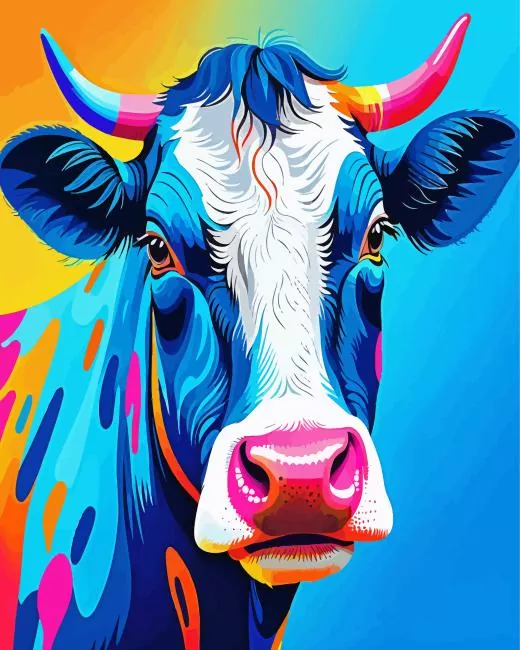 colorful highland cow art Diamond By Numbers Colorful Highland Cow Art Diamond Painting