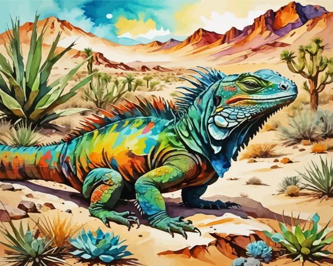 colorful iguana Diamond By Numbers Colorful Iguana Diamond Painting