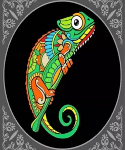 Colorful Mandala Chameleon Diamond Painting