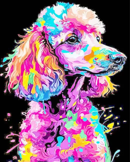 colorful poodle dog art Diamond By Numbers Colorful Poodle Dog Art Diamond Painting